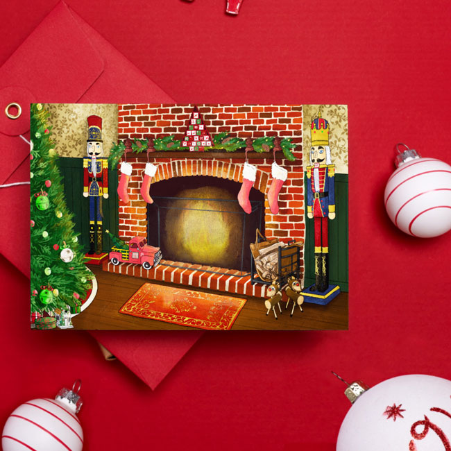 Christmas Fireplace Greeting Card by Prime Retreat