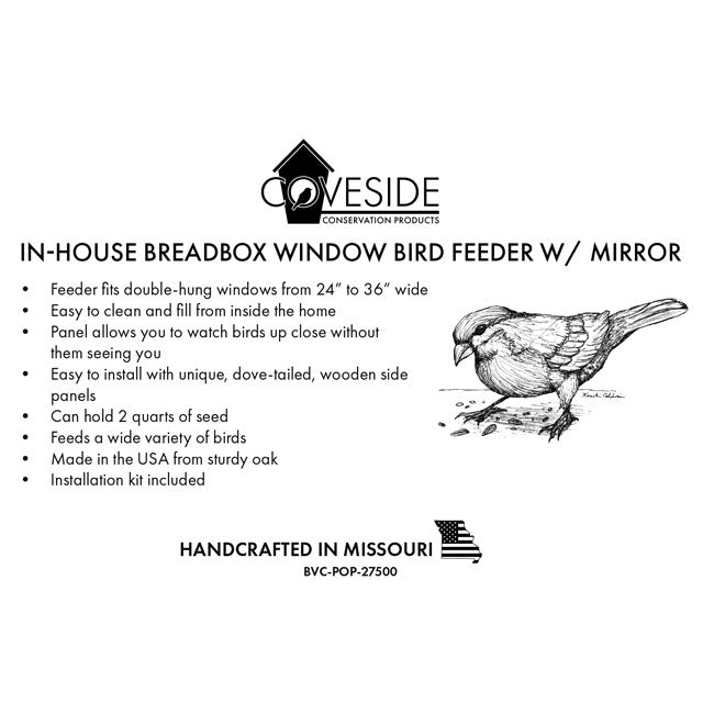 In-House Breadbox Window Bird Feeder w/ Mirror